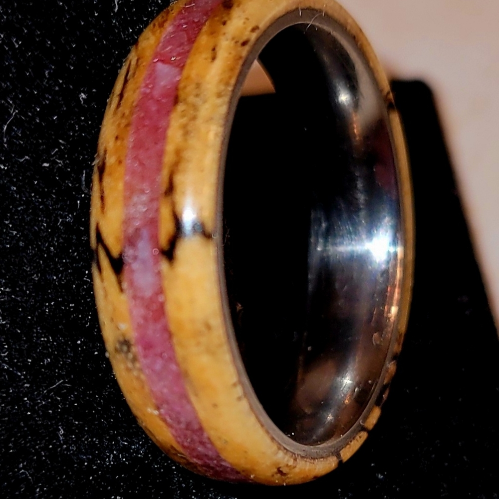 Handmade tamerind and geode ring